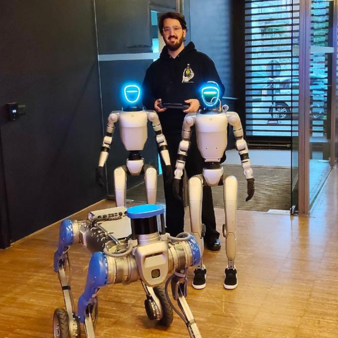 Giovanni Pitton with Unitree robots — CALIGO